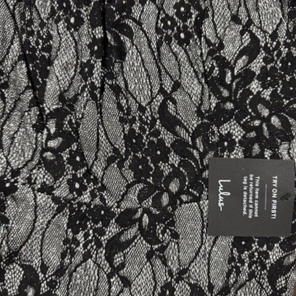 NWT Lulus Sparkle Sensation Silver and Black Lace Skater Mini Dress - Picture 6 of 8